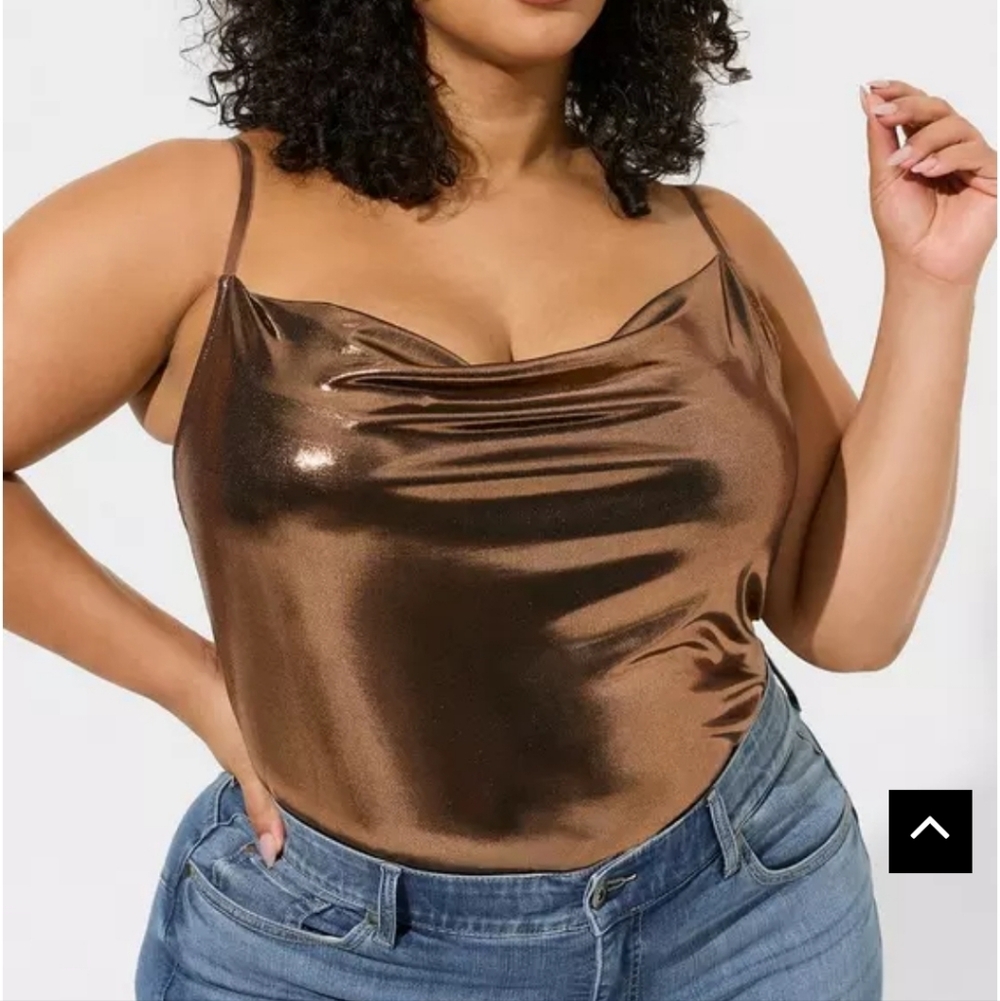 Torrid Bronze Liquid Shine Cowl Neck Cami Top